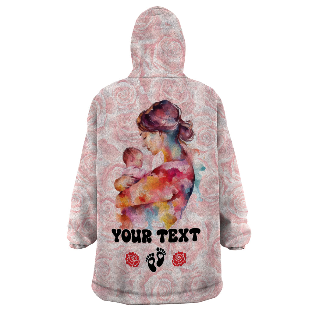 Happy Mother Day Wearable Blanket Hoodie Mommy Est 2024 - Wonder Print Shop