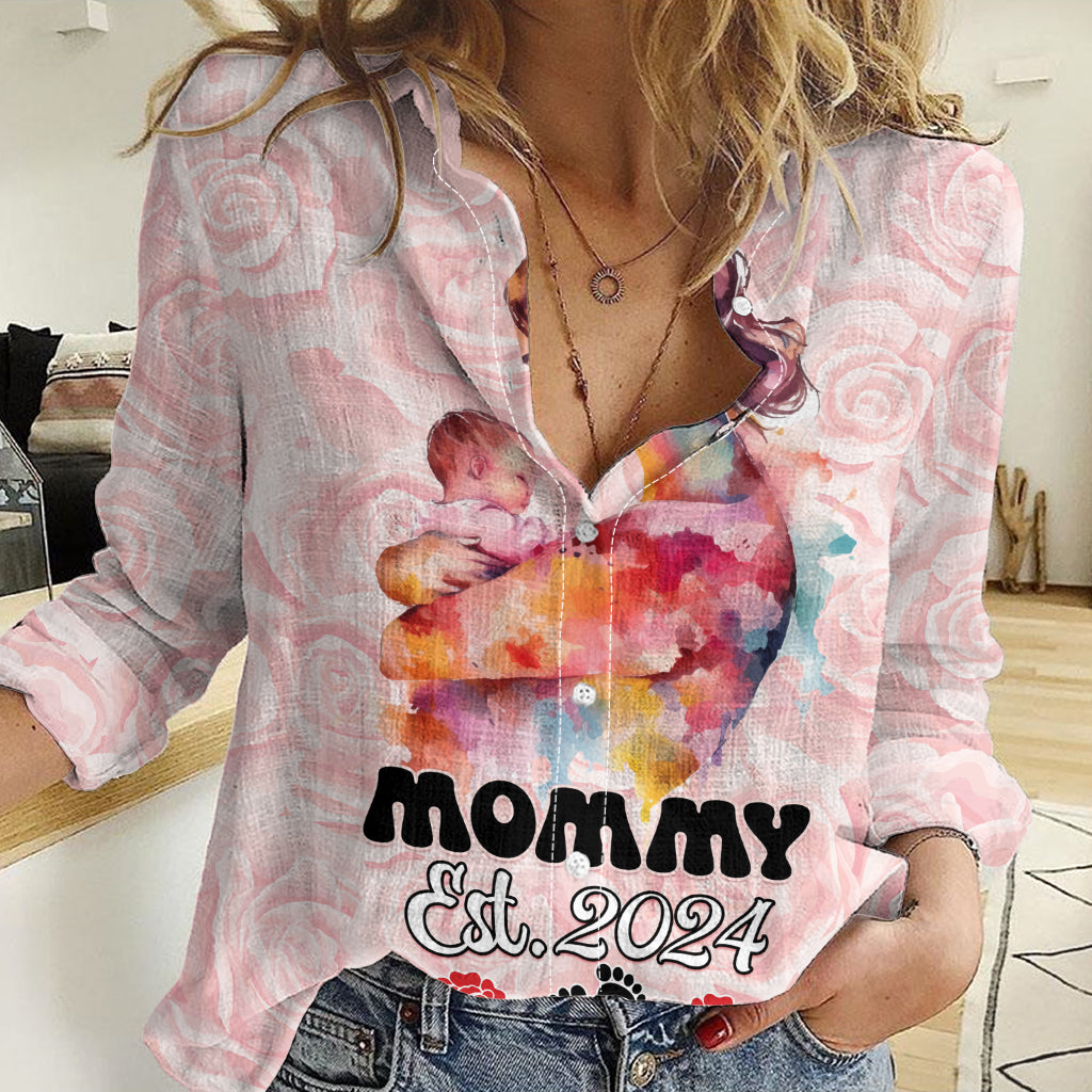 Happy Mother Day Women Casual Shirt Mommy Est 2024 - Wonder Print Shop