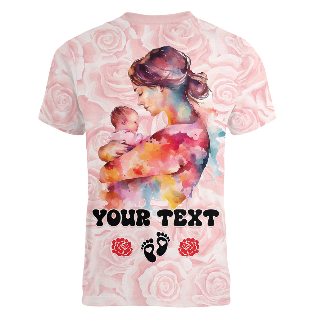 Happy Mother Day Women V Neck T Shirt Mommy Est 2024 - Wonder Print Shop