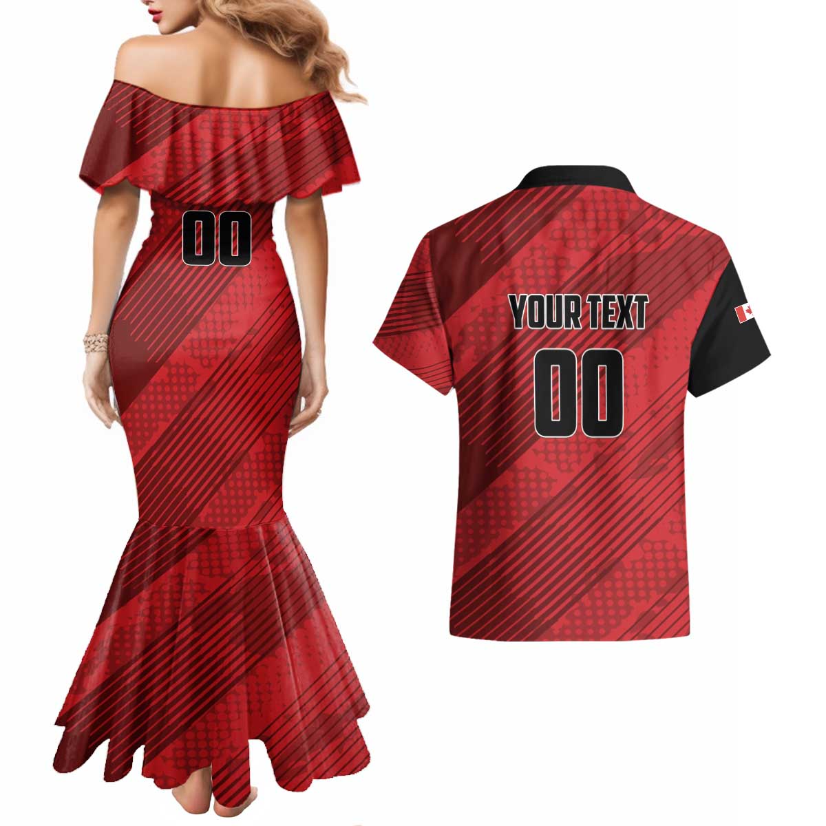 Custom Canada Soccer Couples Matching Mermaid Dress and Hawaiian Shirt Maple Leaf Together We Rise