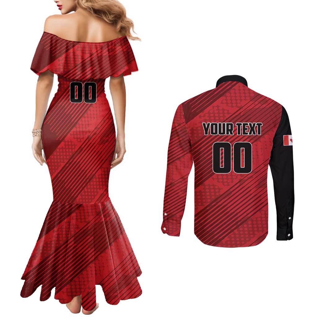 Custom Canada Soccer Couples Matching Mermaid Dress and Long Sleeve Button Shirt Maple Leaf Together We Rise