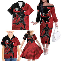 Custom Canada Soccer Family Matching Off The Shoulder Long Sleeve Dress and Hawaiian Shirt Maple Leaf Together We Rise