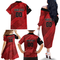 Custom Canada Soccer Family Matching Off The Shoulder Long Sleeve Dress and Hawaiian Shirt Maple Leaf Together We Rise