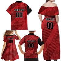 Custom Canada Soccer Family Matching Off Shoulder Maxi Dress and Hawaiian Shirt Maple Leaf Together We Rise