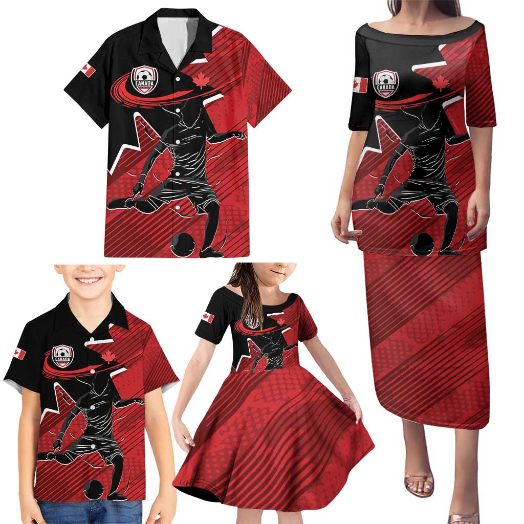 Custom Canada Soccer Family Matching Puletasi and Hawaiian Shirt Maple Leaf Together We Rise