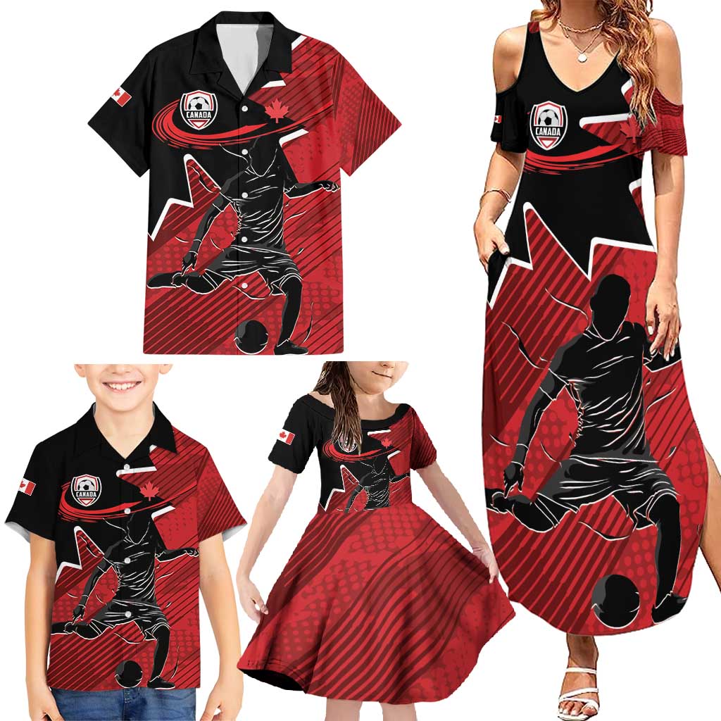 Custom Canada Soccer Family Matching Summer Maxi Dress and Hawaiian Shirt Maple Leaf Together We Rise