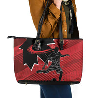 Canada Soccer Leather Tote Bag Maple Leaf Together We Rise