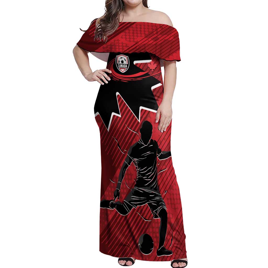 Custom Canada Soccer Off Shoulder Maxi Dress Maple Leaf Together We Rise