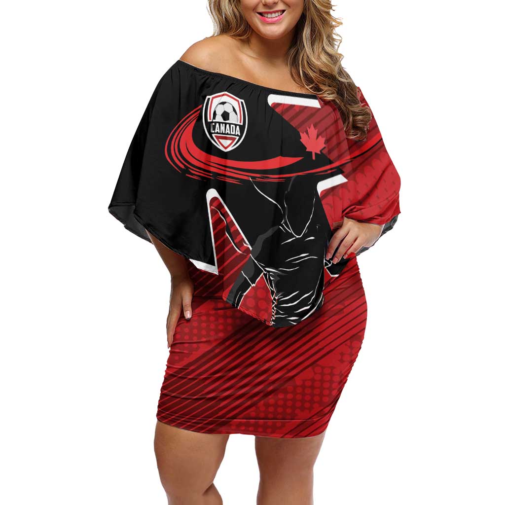 Custom Canada Soccer Off Shoulder Short Dress Maple Leaf Together We Rise