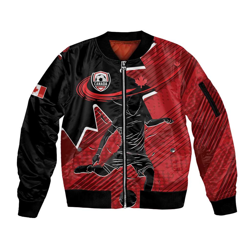 Custom Canada Soccer Sleeve Zip Bomber Jacket Maple Leaf Together We Rise