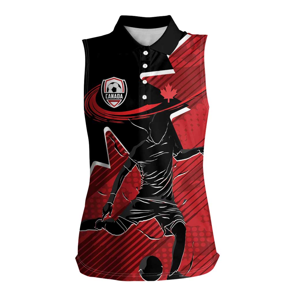 Custom Canada Soccer Women Sleeveless Polo Shirt Maple Leaf Together We Rise