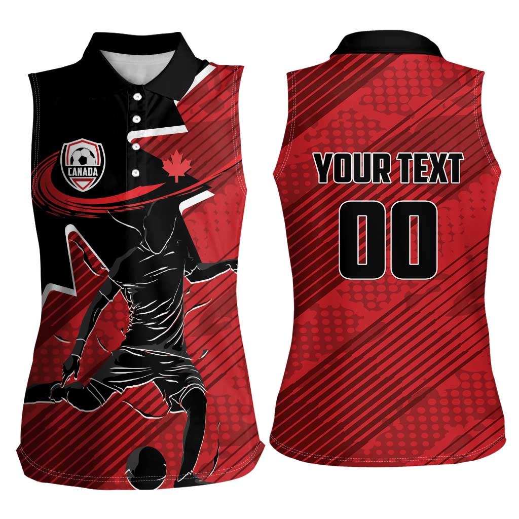Custom Canada Soccer Women Sleeveless Polo Shirt Maple Leaf Together We Rise