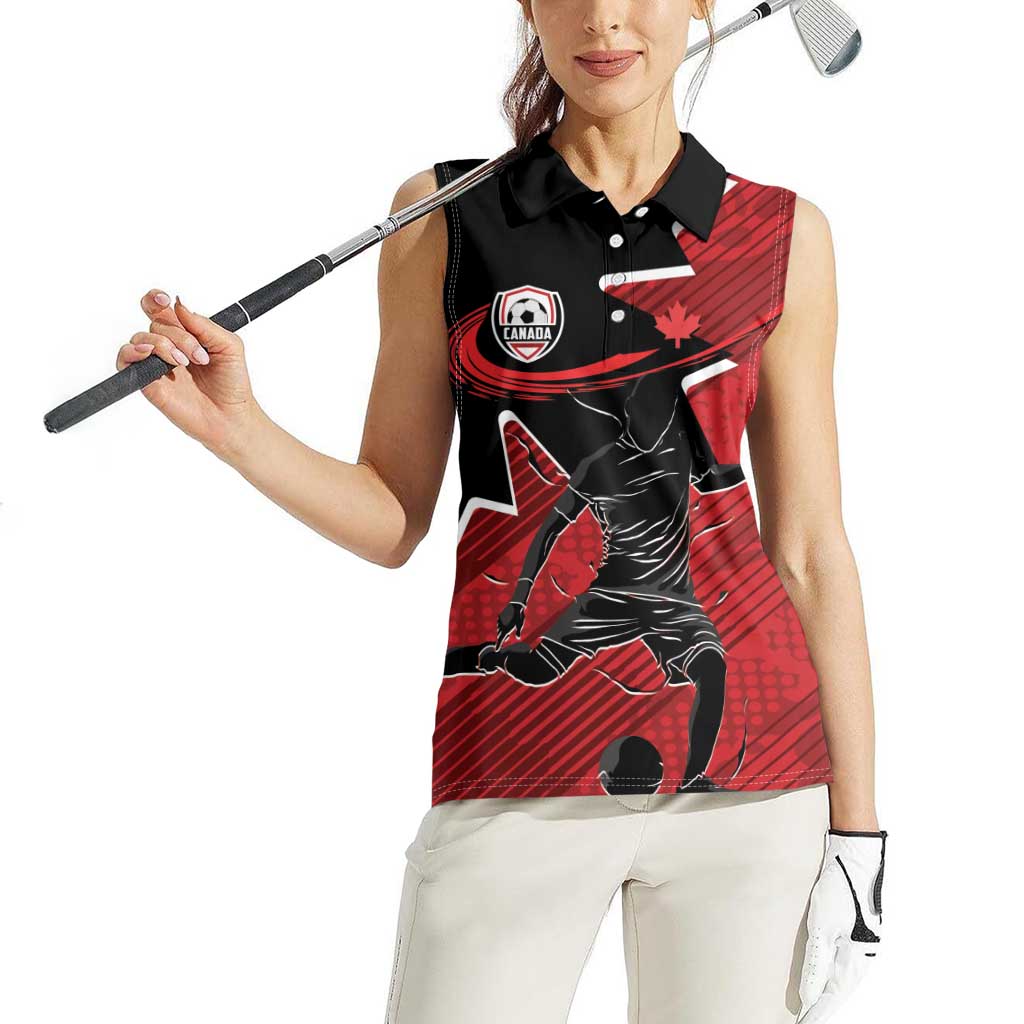 Custom Canada Soccer Women Sleeveless Polo Shirt Maple Leaf Together We Rise