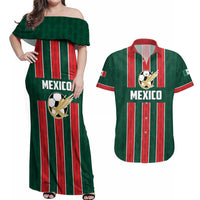 Custom Mexico Football Couples Matching Off Shoulder Maxi Dress and Hawaiian Shirt Siempre Con El Tri