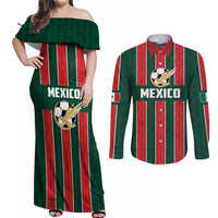 Custom Mexico Football Couples Matching Off Shoulder Maxi Dress and Long Sleeve Button Shirt Siempre Con El Tri