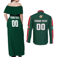 Custom Mexico Football Couples Matching Off Shoulder Maxi Dress and Long Sleeve Button Shirt Siempre Con El Tri
