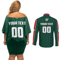 Custom Mexico Football Couples Matching Off Shoulder Short Dress and Long Sleeve Button Shirt Siempre Con El Tri