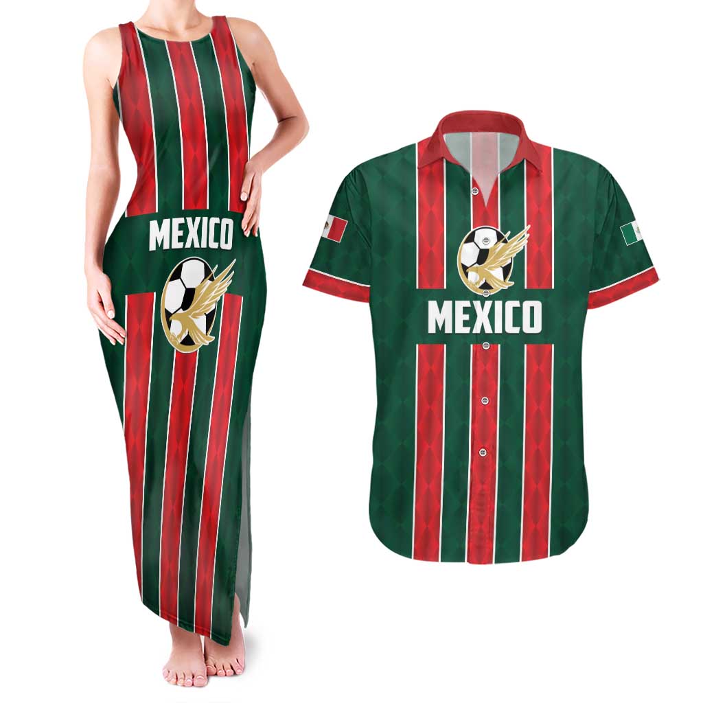 Custom Mexico Football Couples Matching Tank Maxi Dress and Hawaiian Shirt Siempre Con El Tri