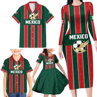 Custom Mexico Football Family Matching Long Sleeve Bodycon Dress and Hawaiian Shirt Siempre Con El Tri