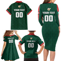 Custom Mexico Football Family Matching Long Sleeve Bodycon Dress and Hawaiian Shirt Siempre Con El Tri