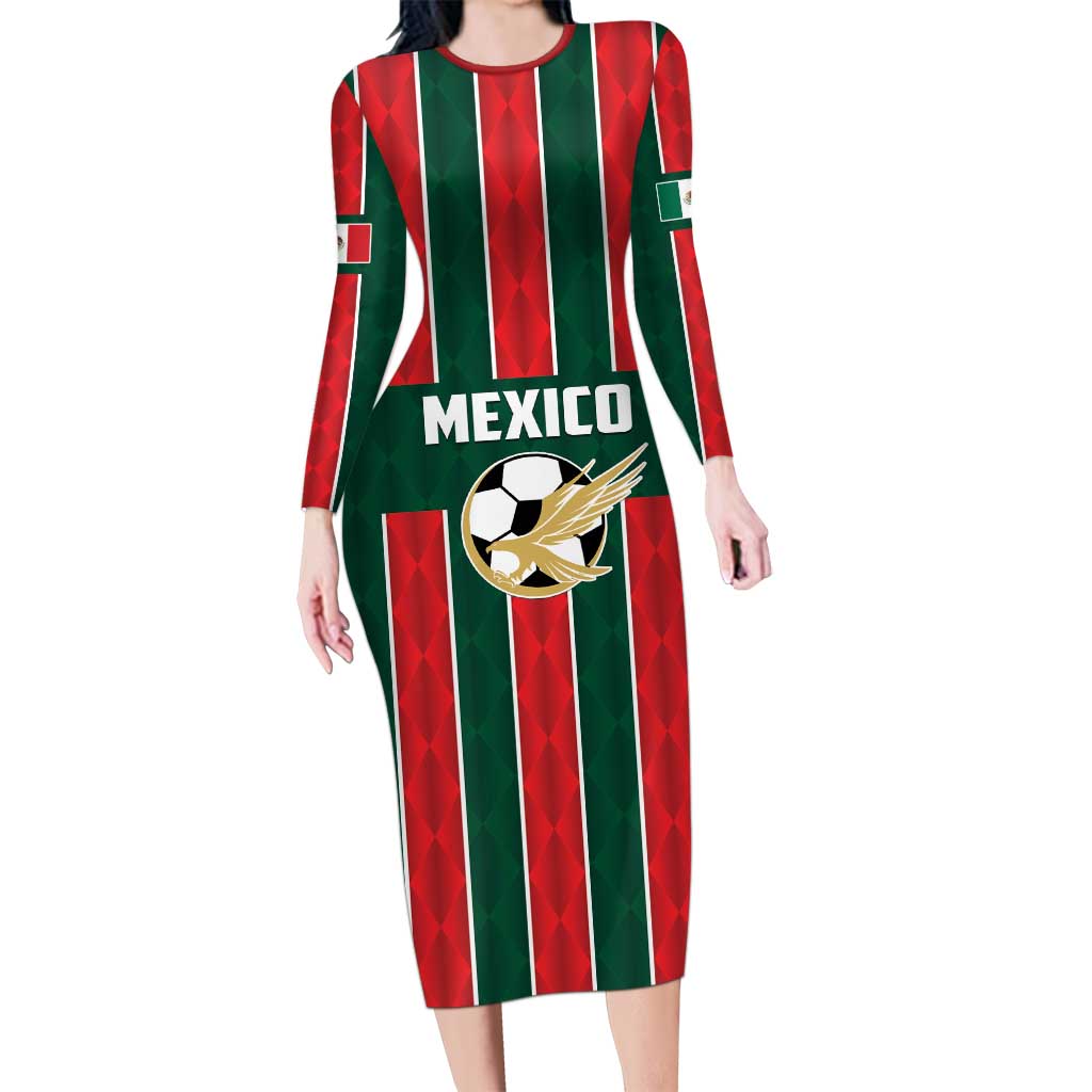 Custom Mexico Football Family Matching Long Sleeve Bodycon Dress and Hawaiian Shirt Siempre Con El Tri