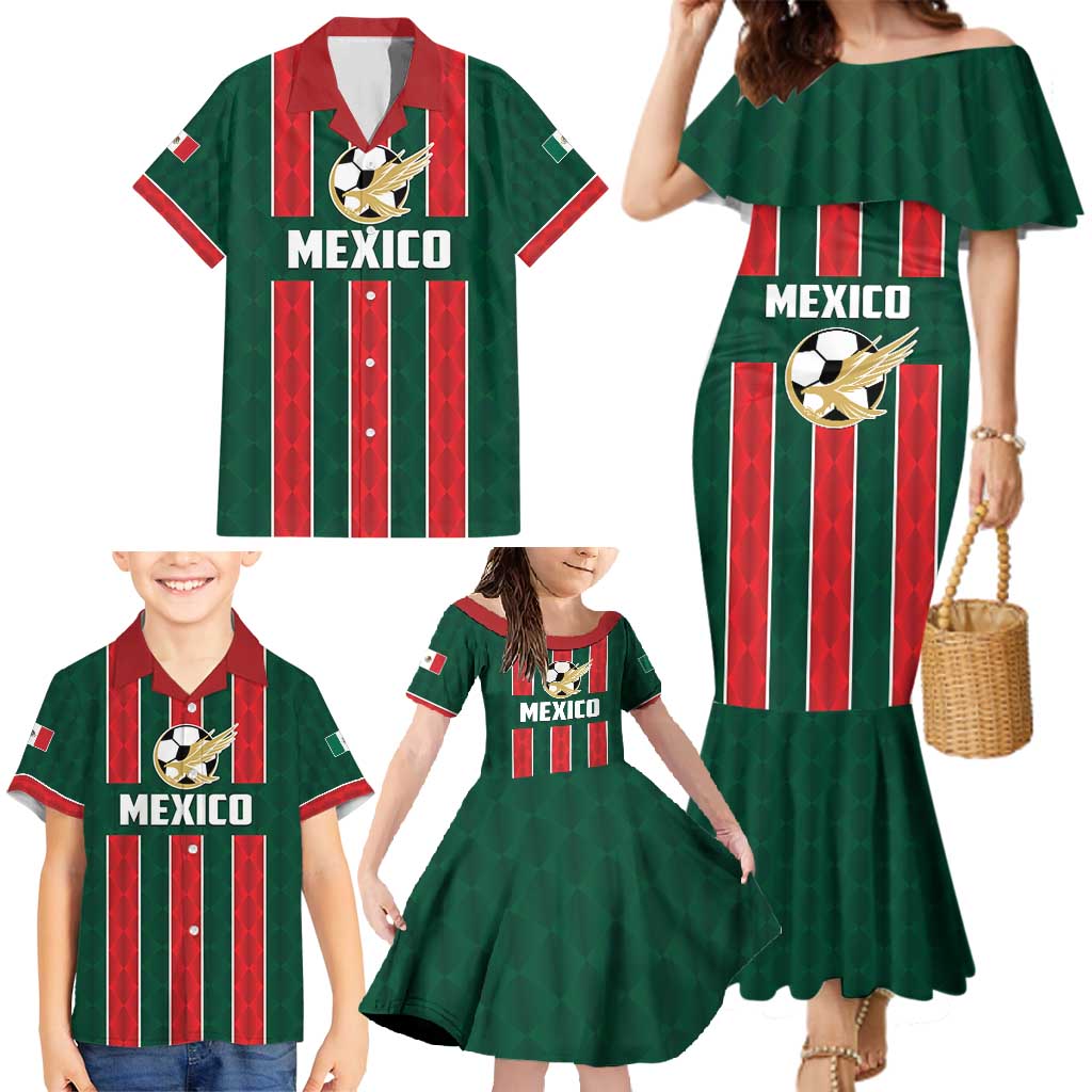 Custom Mexico Football Family Matching Mermaid Dress and Hawaiian Shirt Siempre Con El Tri
