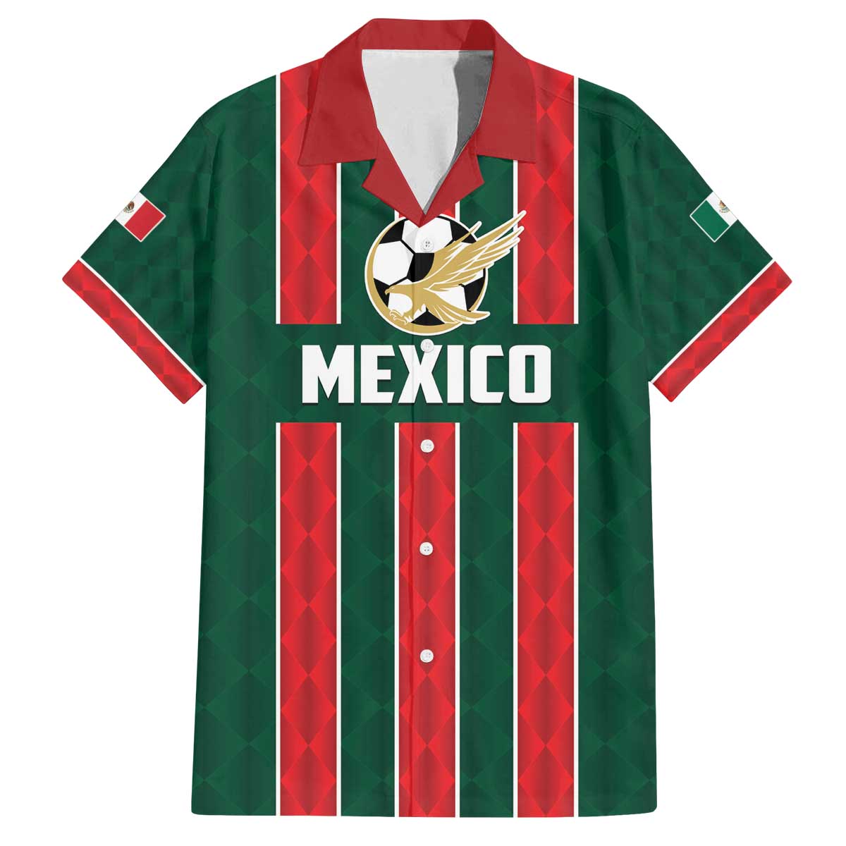 Custom Mexico Football Family Matching Off The Shoulder Long Sleeve Dress and Hawaiian Shirt Siempre Con El Tri