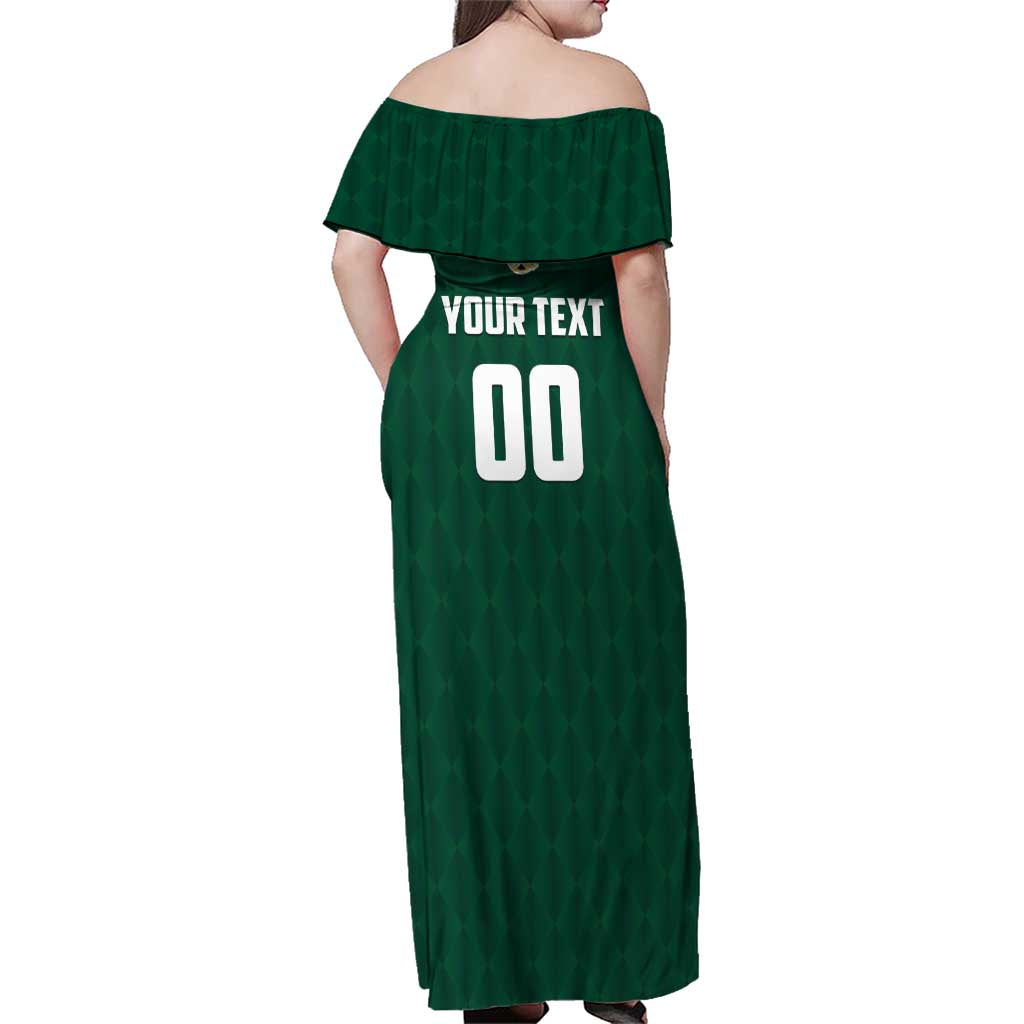 Custom Mexico Football Family Matching Off Shoulder Maxi Dress and Hawaiian Shirt Siempre Con El Tri