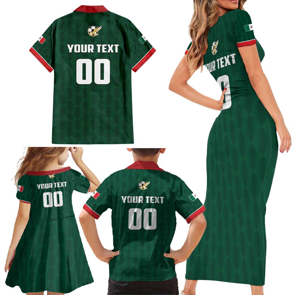 Custom Mexico Football Family Matching Short Sleeve Bodycon Dress and Hawaiian Shirt Siempre Con El Tri