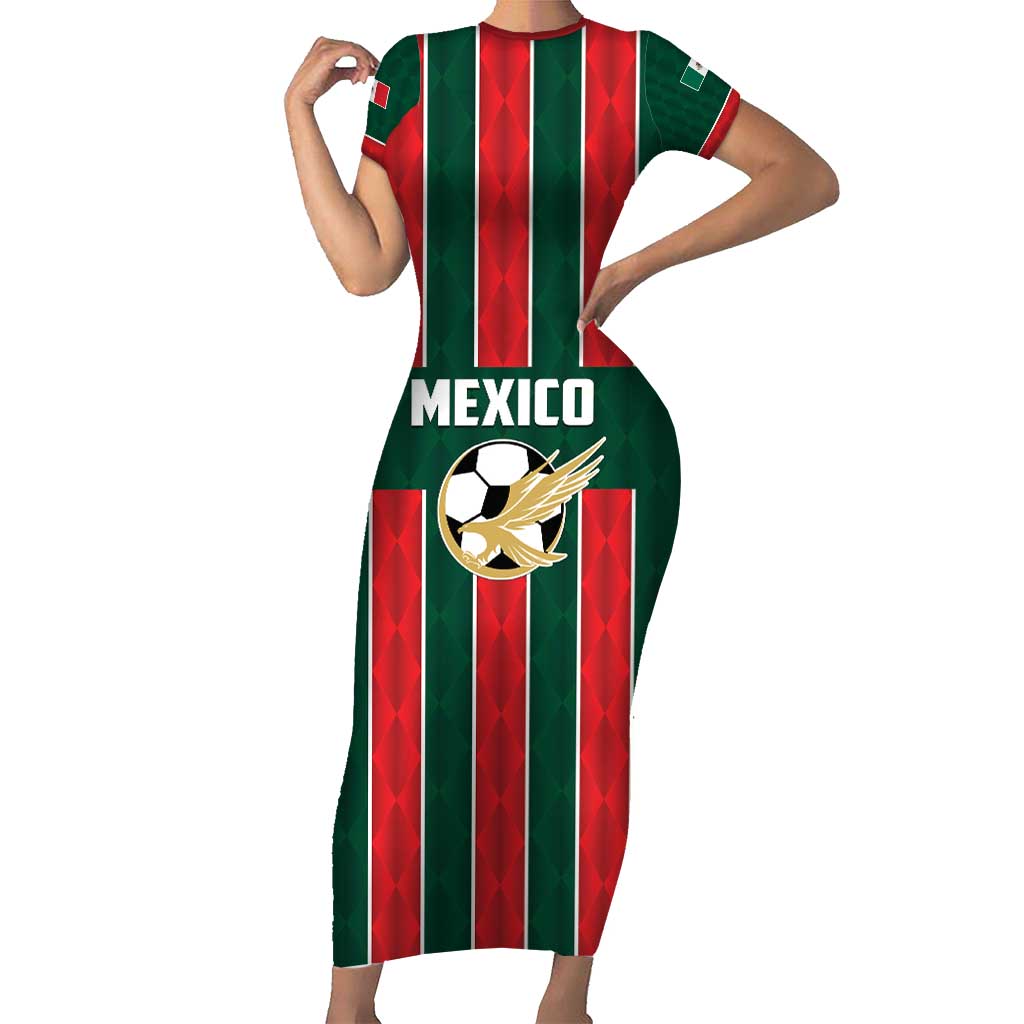Custom Mexico Football Family Matching Short Sleeve Bodycon Dress and Hawaiian Shirt Siempre Con El Tri
