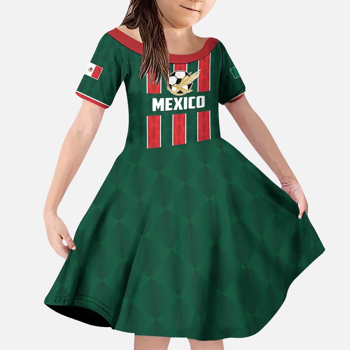 Custom Mexico Football Kid Short Sleeve Dress Siempre Con El Tri