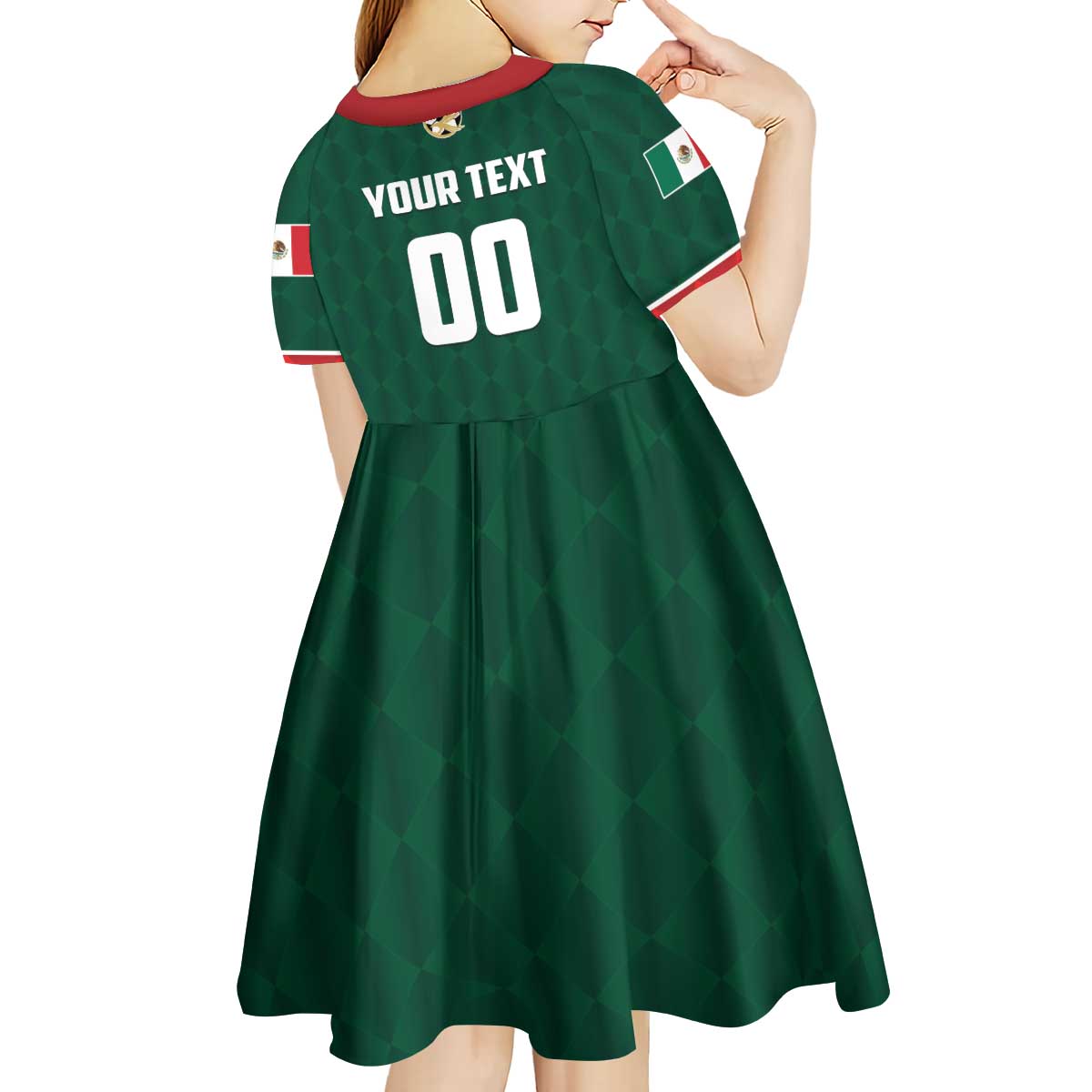 Custom Mexico Football Kid Short Sleeve Dress Siempre Con El Tri