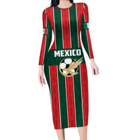 Custom Mexico Football Long Sleeve Bodycon Dress Siempre Con El Tri