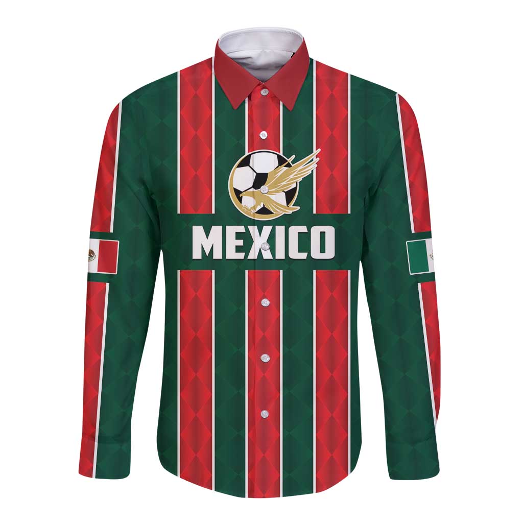 Custom Mexico Football Long Sleeve Button Shirt Siempre Con El Tri
