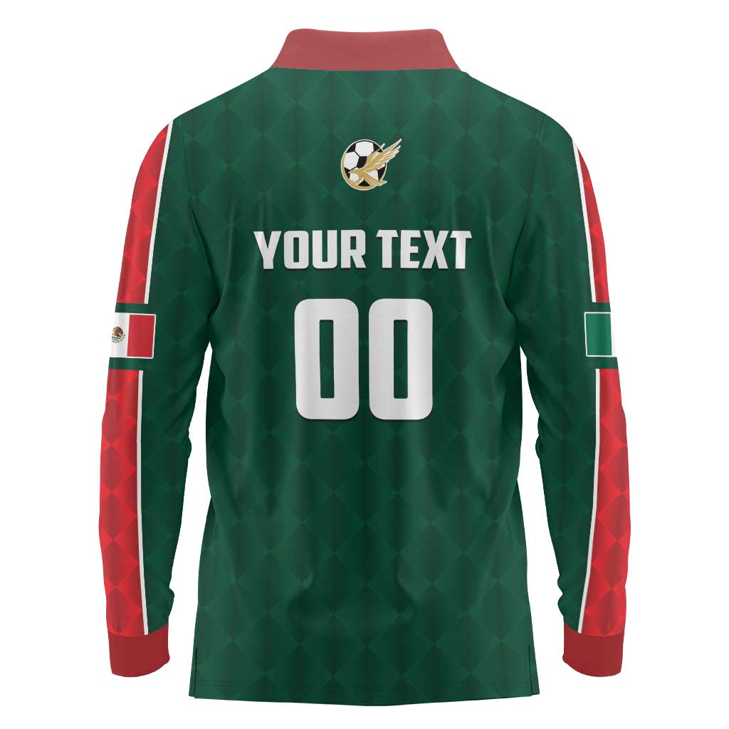 Custom Mexico Football Long Sleeve Polo Shirt Siempre Con El Tri
