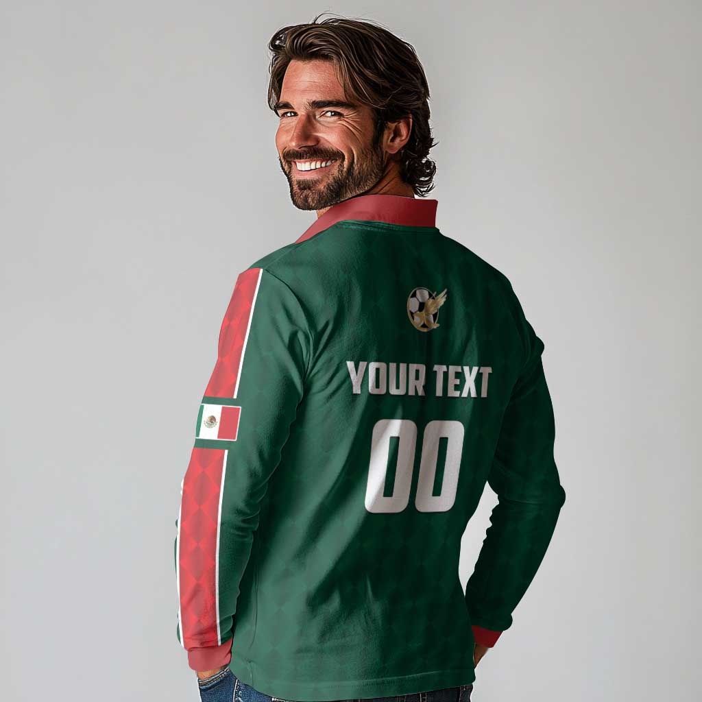 Custom Mexico Football Long Sleeve Polo Shirt Siempre Con El Tri