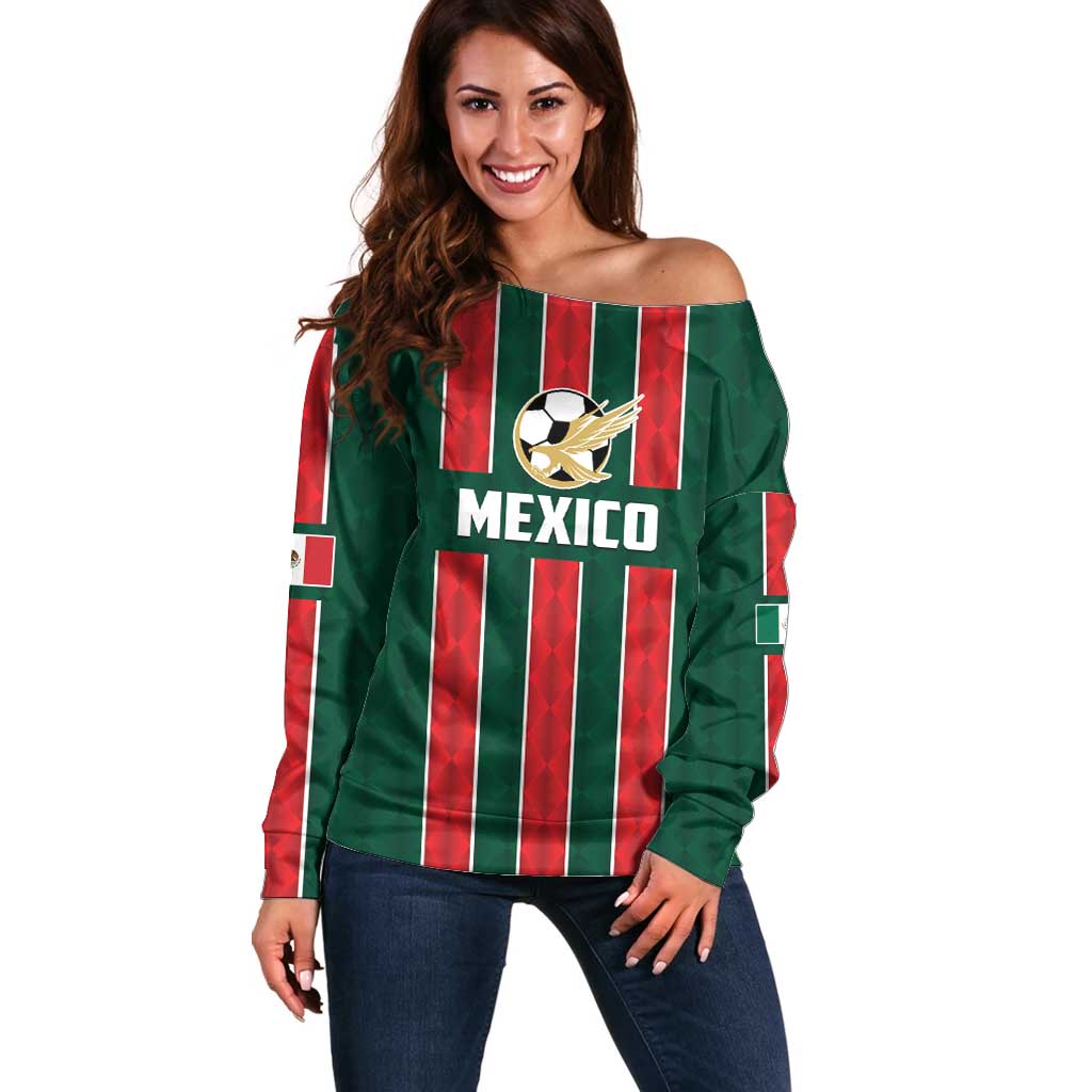 Custom Mexico Football Off Shoulder Sweater Siempre Con El Tri