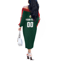 Custom Mexico Football Off The Shoulder Long Sleeve Dress Siempre Con El Tri