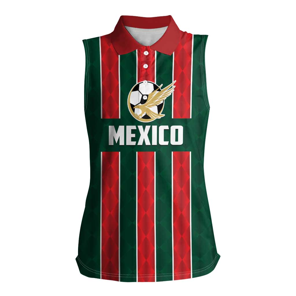 Custom Mexico Football Women Sleeveless Polo Shirt Siempre Con El Tri