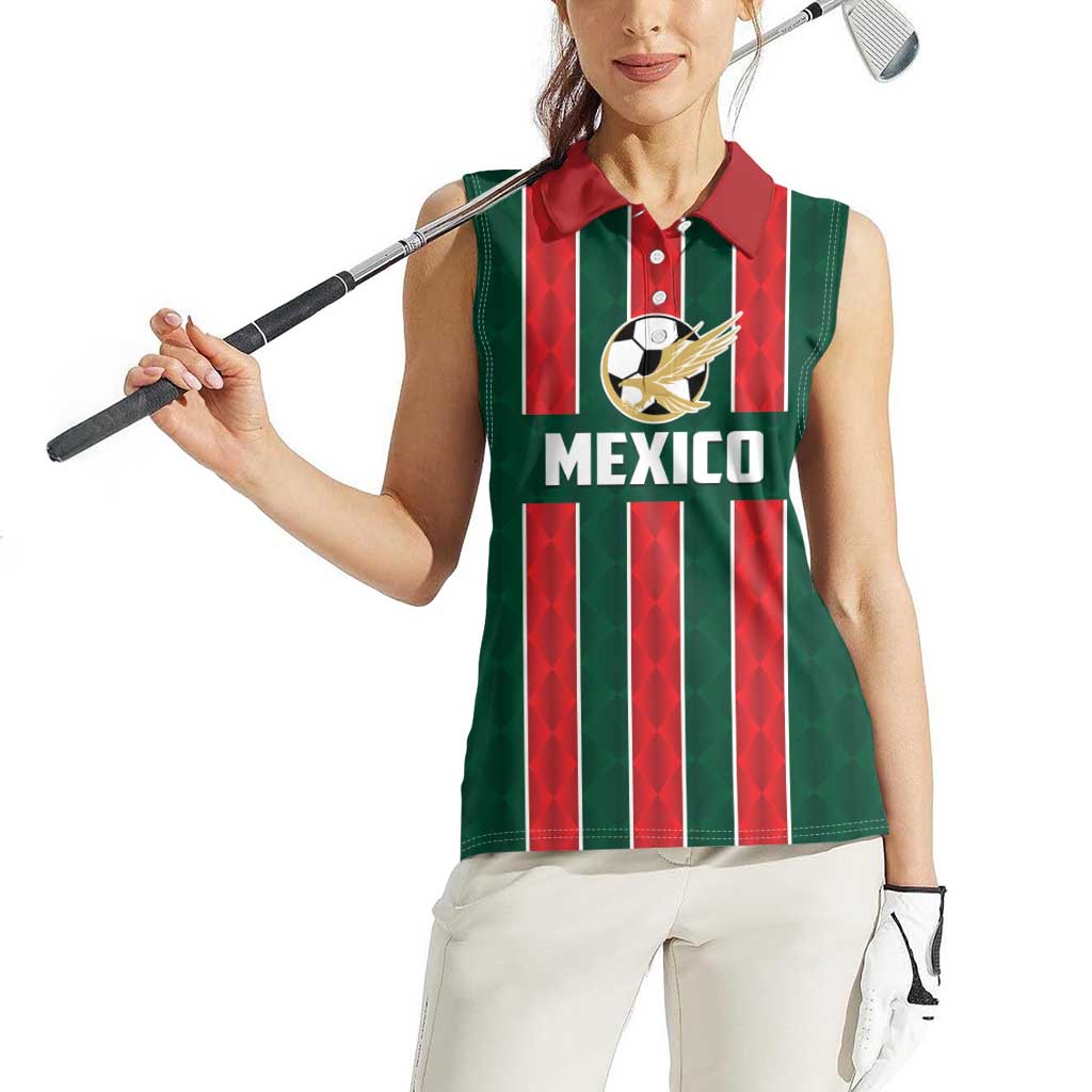 Custom Mexico Football Women Sleeveless Polo Shirt Siempre Con El Tri