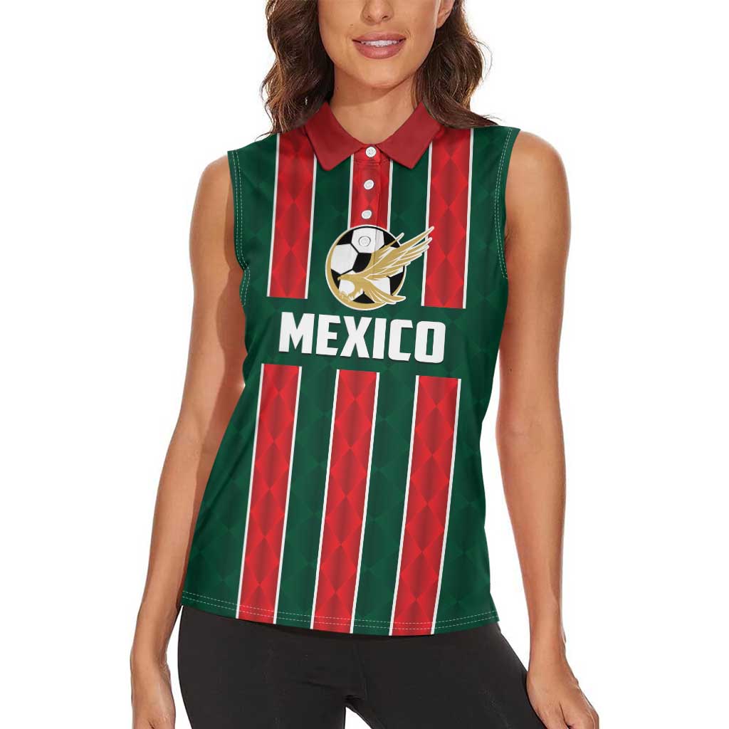 Custom Mexico Football Women Sleeveless Polo Shirt Siempre Con El Tri