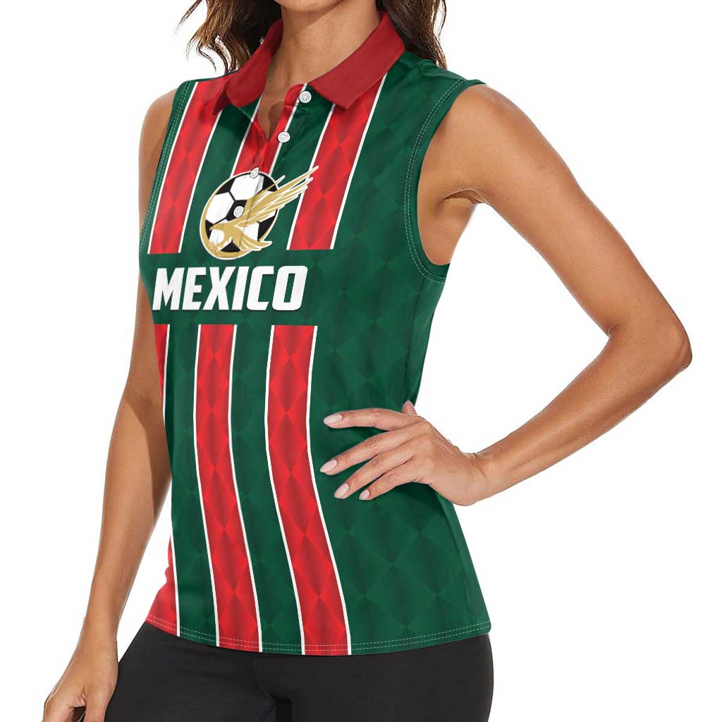 Custom Mexico Football Women Sleeveless Polo Shirt Siempre Con El Tri