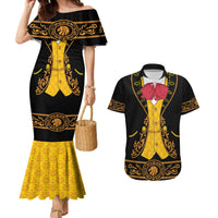 Mexican Mariachi Charro Suit Stylized Couples Matching Mermaid Dress and Hawaiian Shirt Cinco de Mayo Fiesta