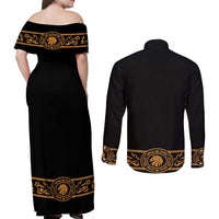Mexican Mariachi Charro Suit Stylized Couples Matching Off Shoulder Maxi Dress and Long Sleeve Button Shirt Cinco de Mayo Fiesta