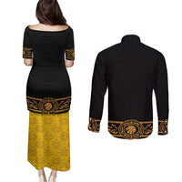 Mexican Mariachi Charro Suit Stylized Couples Matching Puletasi and Long Sleeve Button Shirt Cinco de Mayo Fiesta