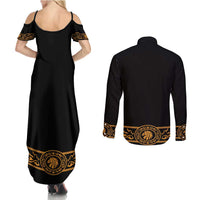 Mexican Mariachi Charro Suit Stylized Couples Matching Summer Maxi Dress and Long Sleeve Button Shirt Cinco de Mayo Fiesta