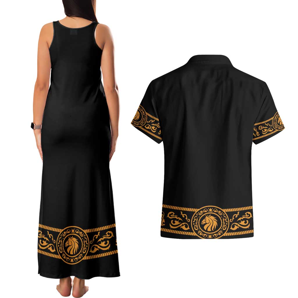Mexican Mariachi Charro Suit Stylized Couples Matching Tank Maxi Dress and Hawaiian Shirt Cinco de Mayo Fiesta