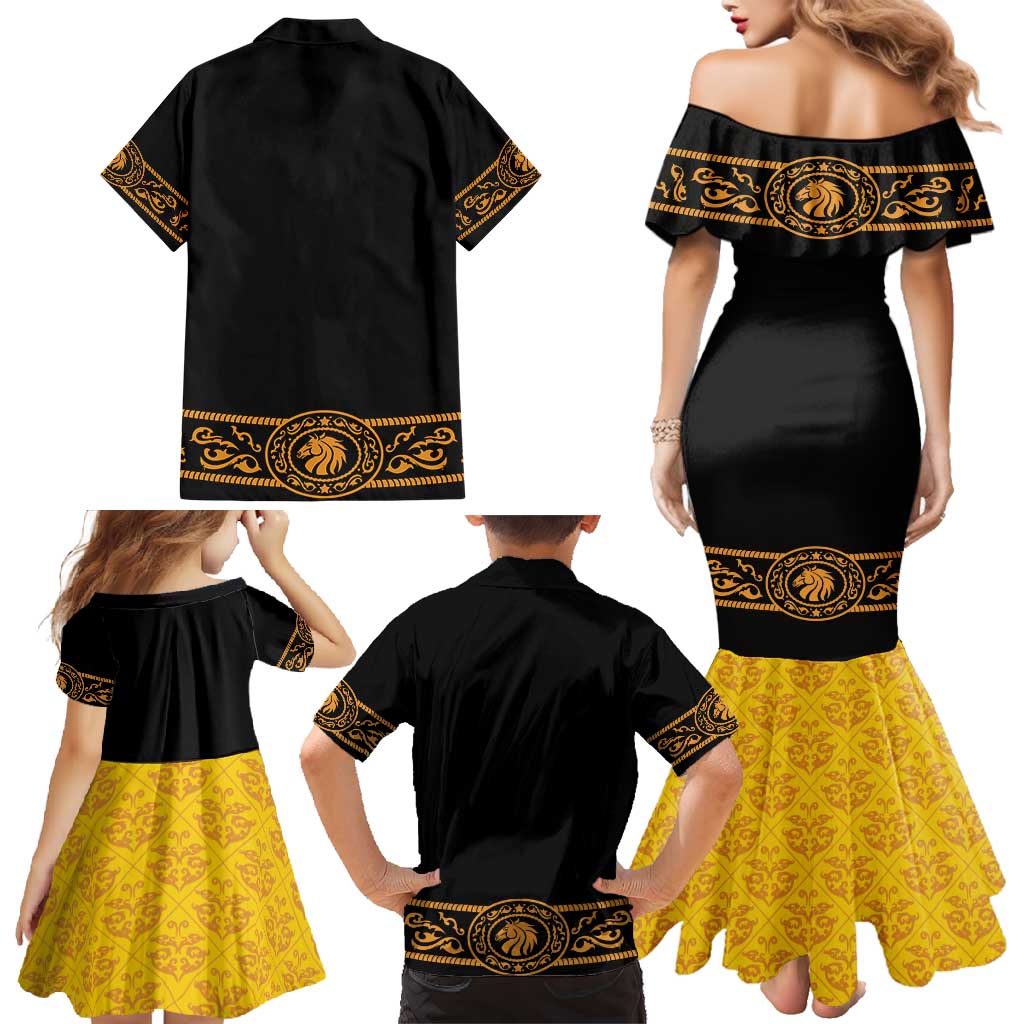 Mexican Mariachi Charro Suit Stylized Family Matching Mermaid Dress and Hawaiian Shirt Cinco de Mayo Fiesta