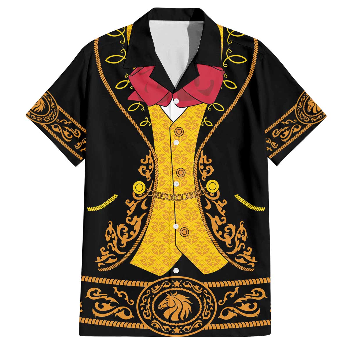 Mexican Mariachi Charro Suit Stylized Family Matching Off The Shoulder Long Sleeve Dress and Hawaiian Shirt Cinco de Mayo Fiesta