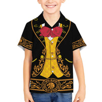 Mexican Mariachi Charro Suit Stylized Family Matching Off The Shoulder Long Sleeve Dress and Hawaiian Shirt Cinco de Mayo Fiesta